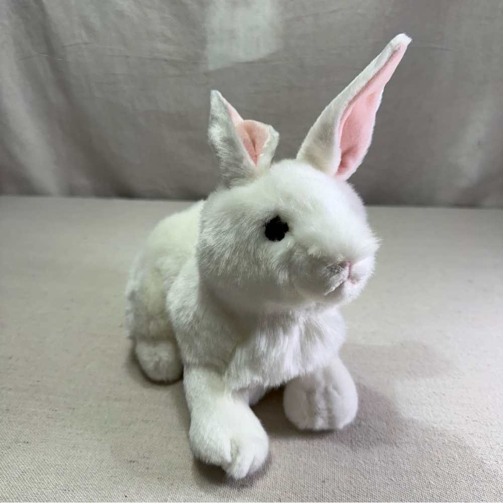 Plush White Bunny Stuffed Animal with Pink Ears - Soft Small Pet Plush
